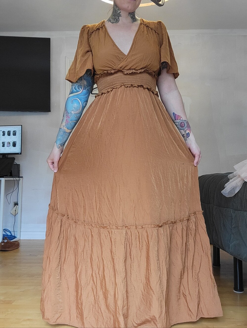 Elegant Dark Orange Maxi Dress